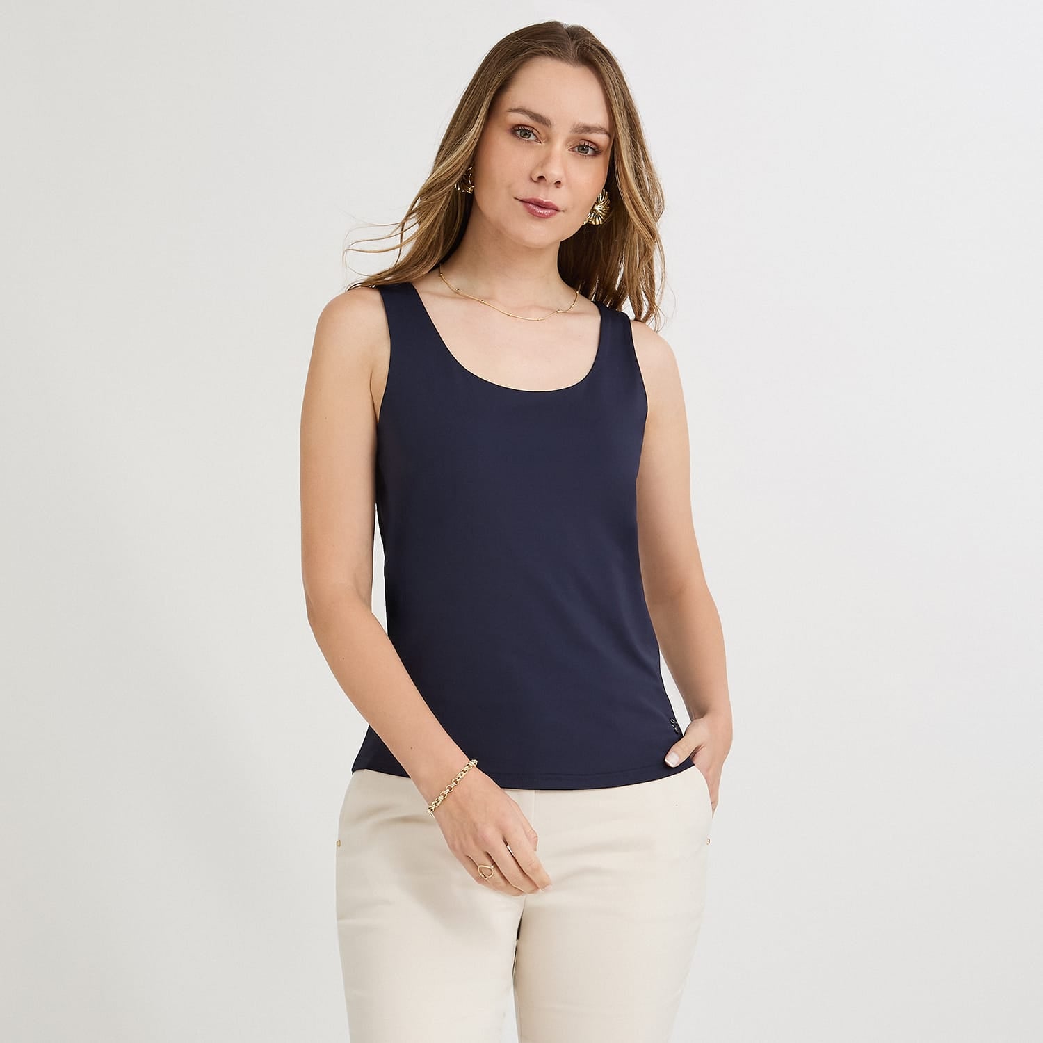 Polera Básica sin Mangas Azul
